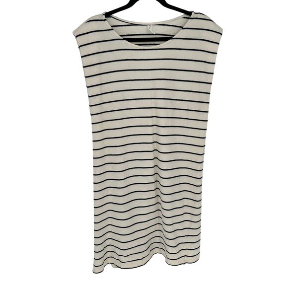 Anthropologie Daily Practice White Sleeveless Dress Black Striped Casual XL - Picture 2 of 8